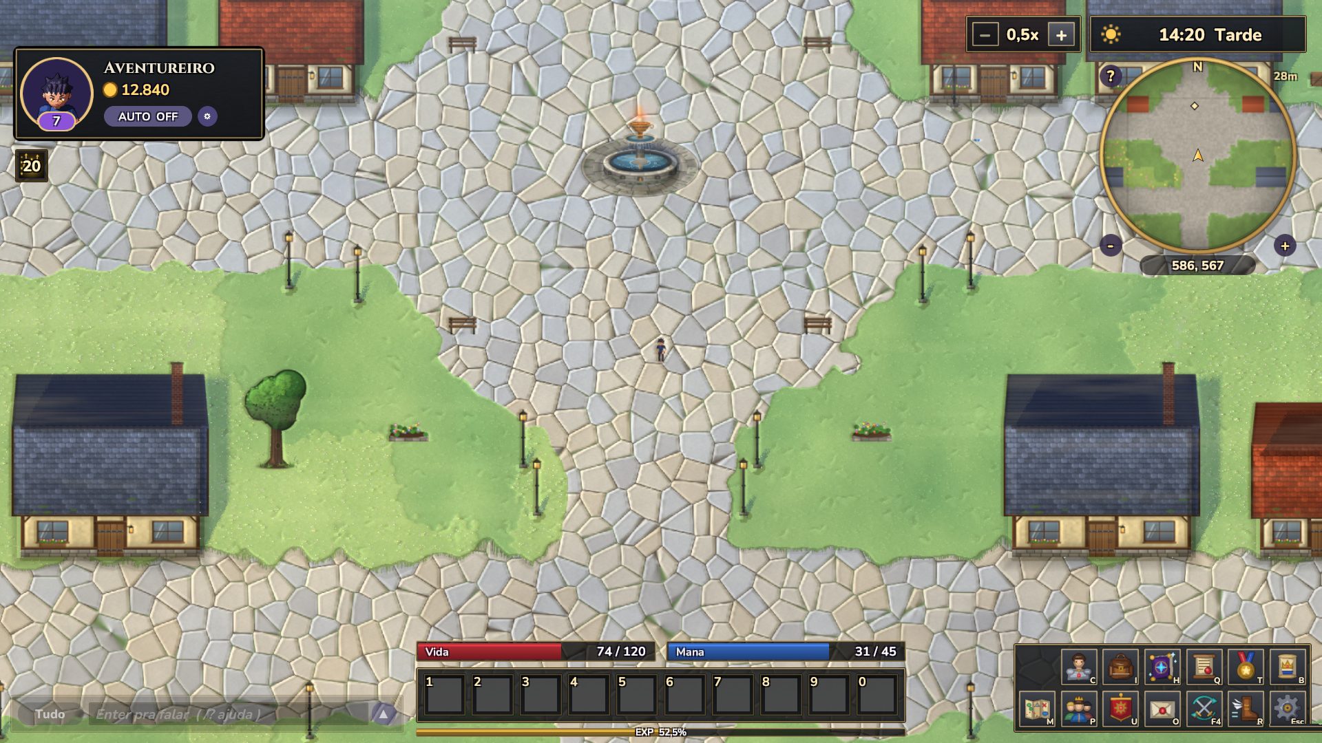 Interface do jogo em Ignária